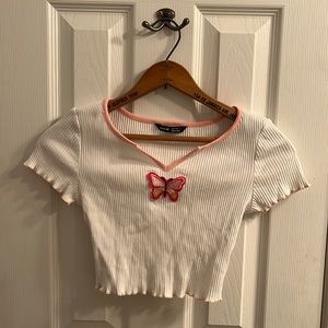 Butterfly Ribbed Crop